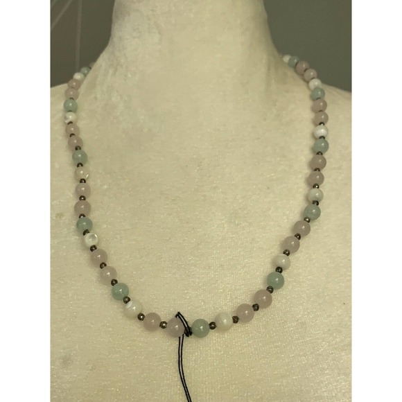 Vintage Gemstone Beaded Necklace Mother of Pearl - Picture 11 of 11